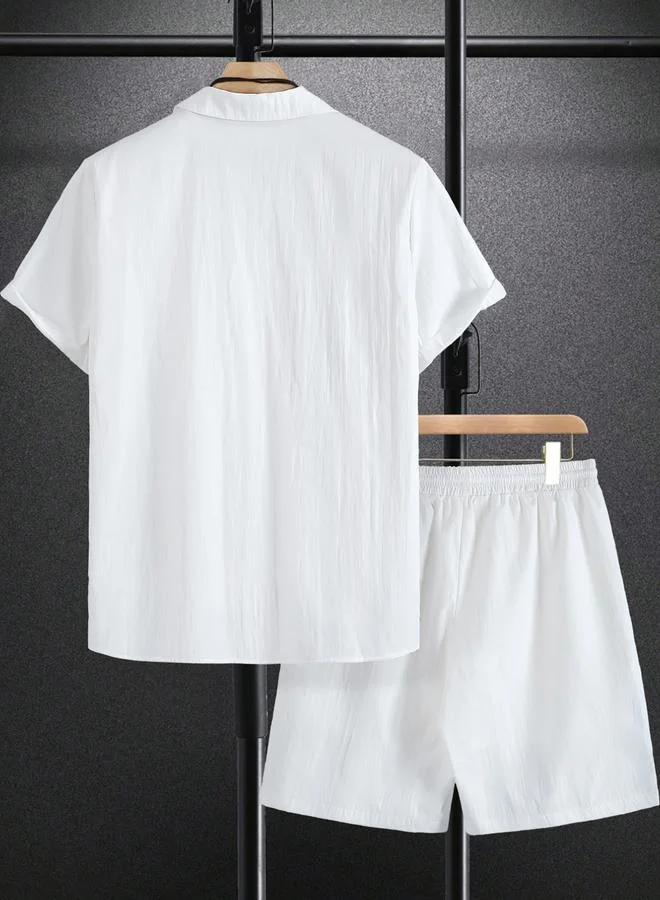 Take Two  Men Solid Pocket Detail Shirt and Shorts Co-Ords for Men | Best Price UAE